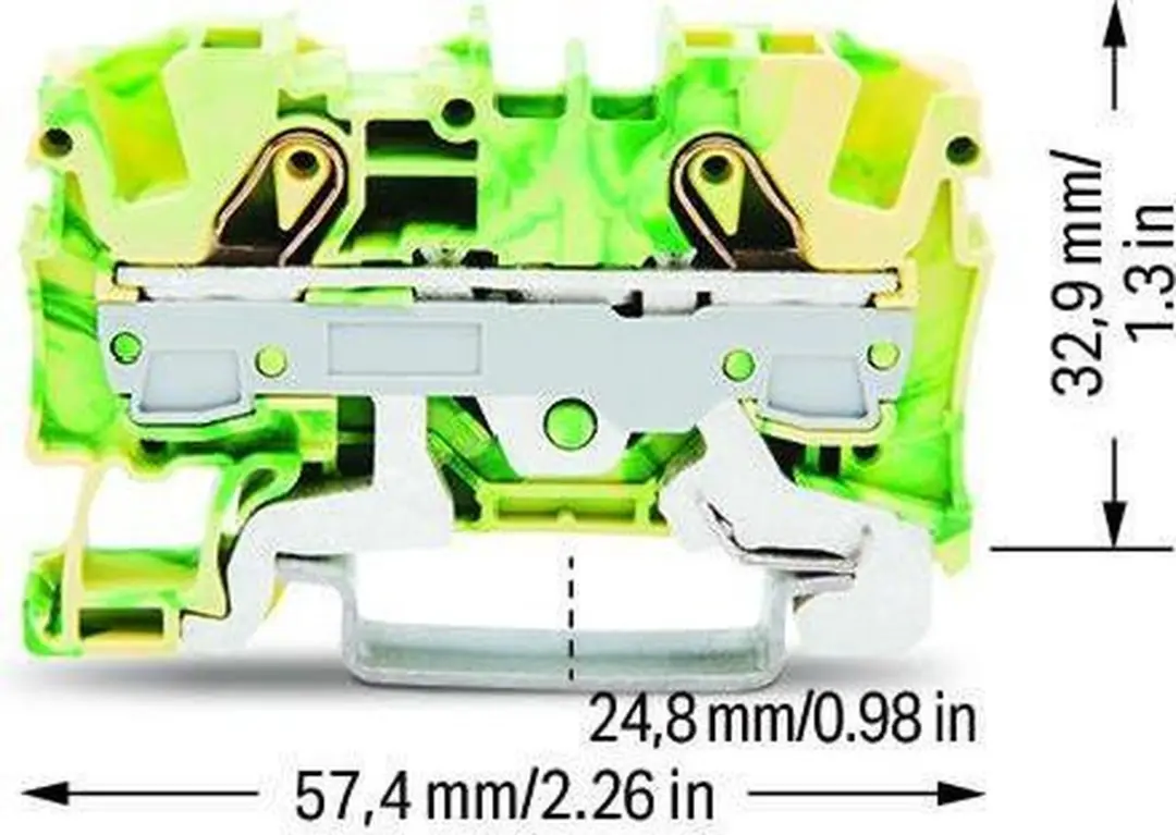 Wago TOPJOB S 2-draads aardklem 6mm² - Push-in CAGE CLAMP - Ex e II - Groen-geel