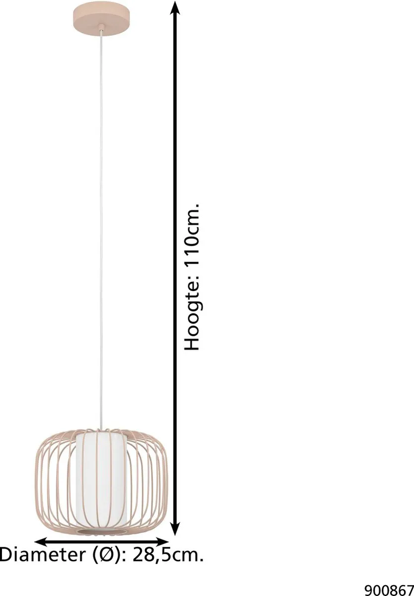 Eglo Terrarosa Hanglamp E27 - Ø28,5cm - Zand/Wit