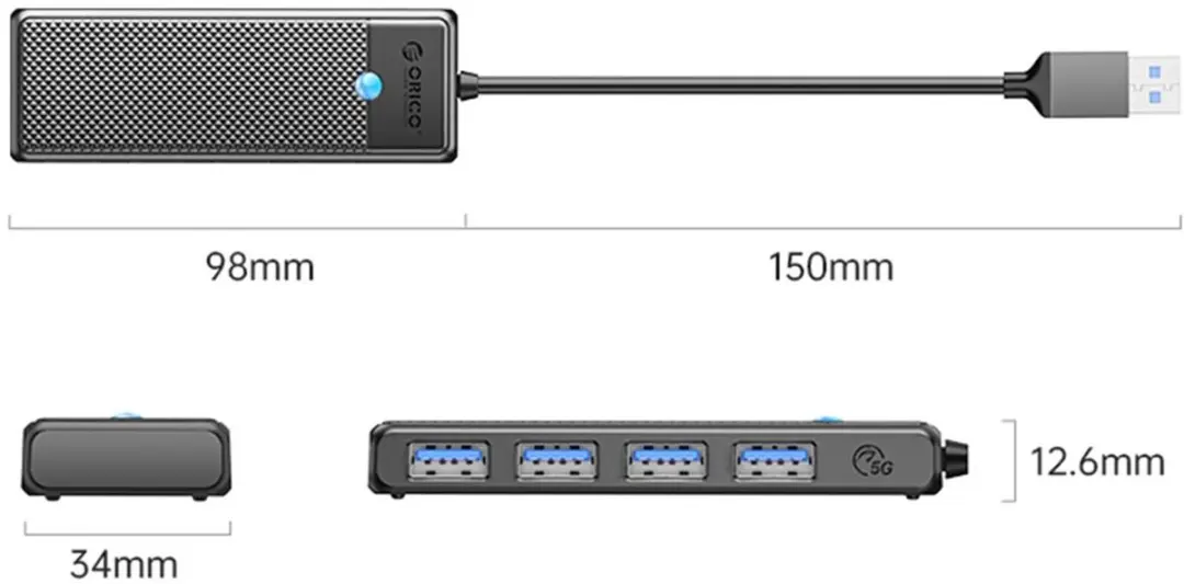 ORICO Serie USB 3.0 Hub - 4 Poorten Transparant