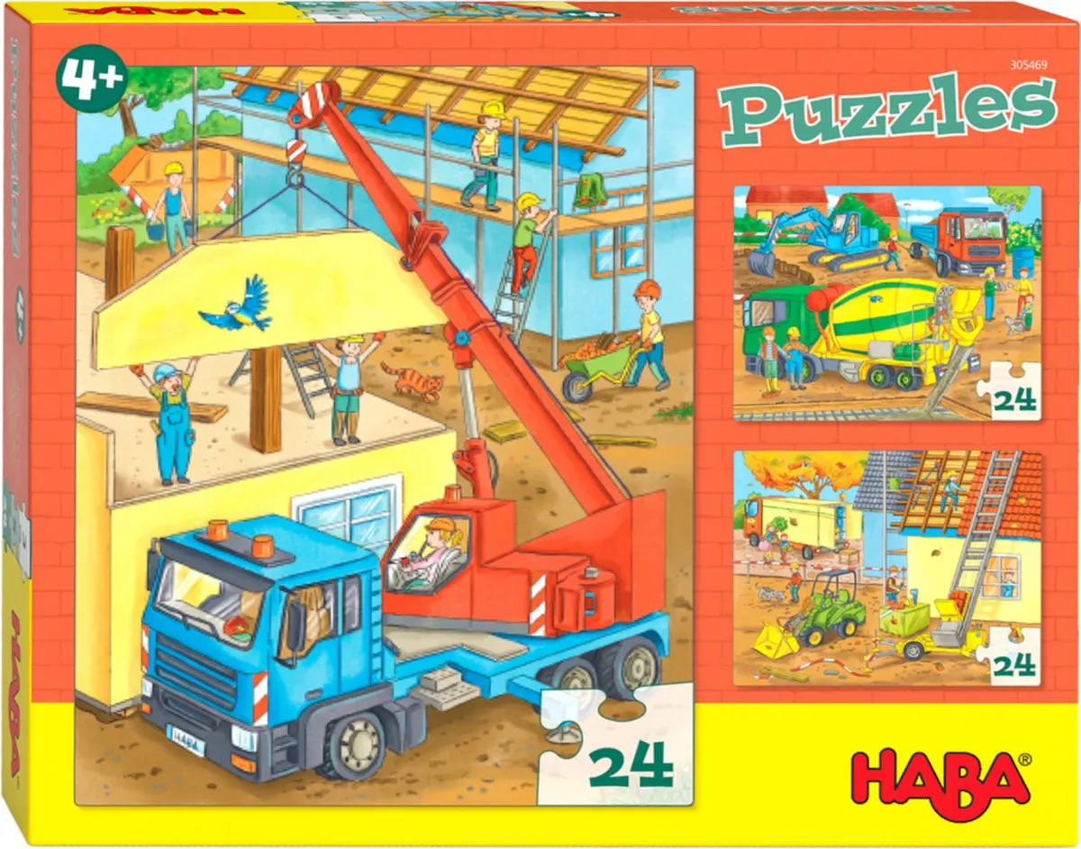 Haba Legpuzzel Op De Bouwplaats 3-in-1 Junior 24 Stuks