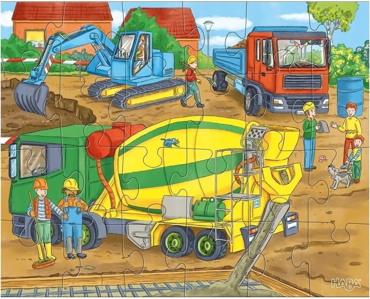 Haba Legpuzzel Op De Bouwplaats 3-in-1 Junior 24 Stuks