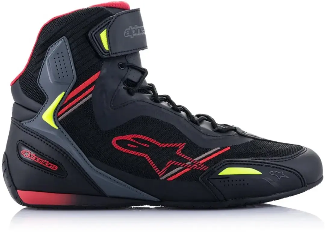 Alpinestars Faster-3 Rideknit Motorschoenen - Zwart/Fluo Geel/Rood