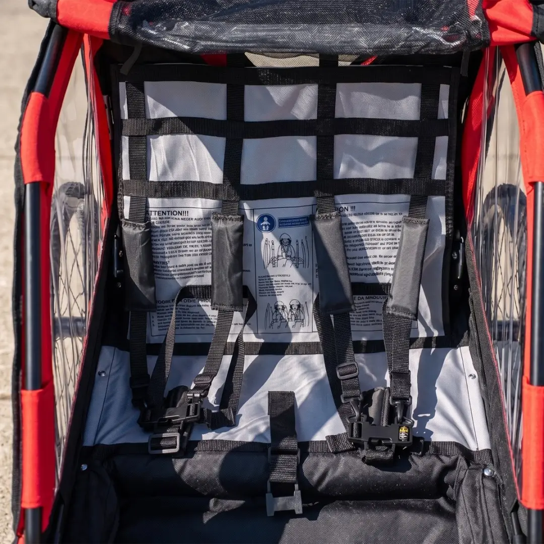 ECTEATOY KinderFietskar & Wandelwagen 2-in-1 - 2 Zitplaatsen - Rood