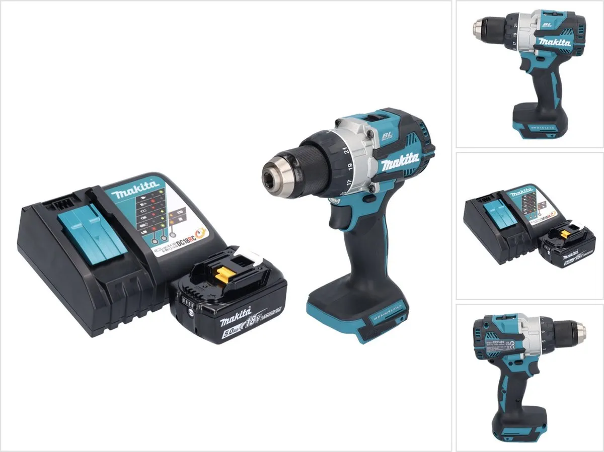 Makita DDF489RT1 Accuboormachine 18V 73Nm Borstelloos