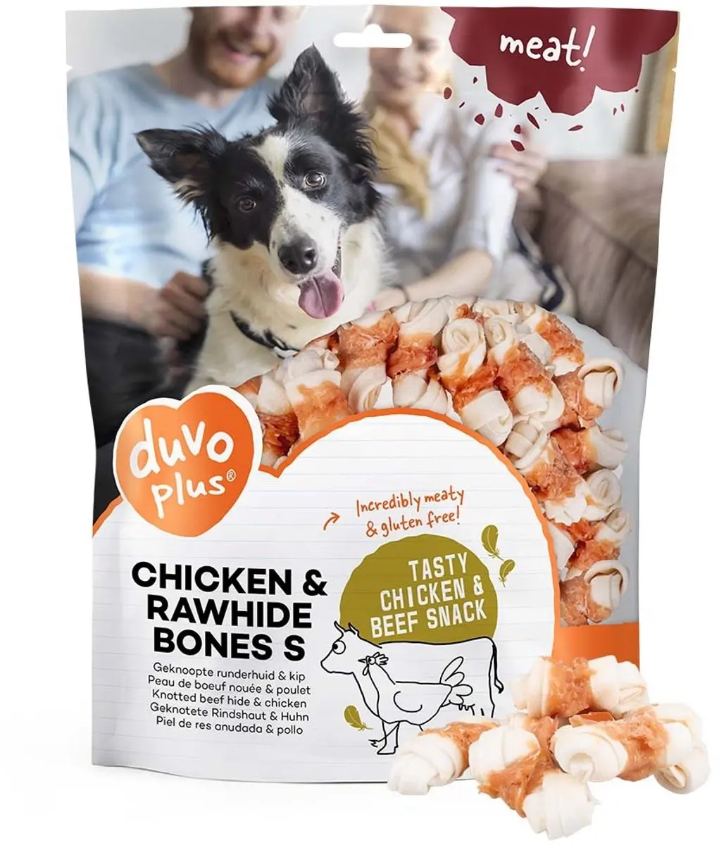 DuvoPlus Meat! Snack Kip & Runderhuid Benen Honden L
