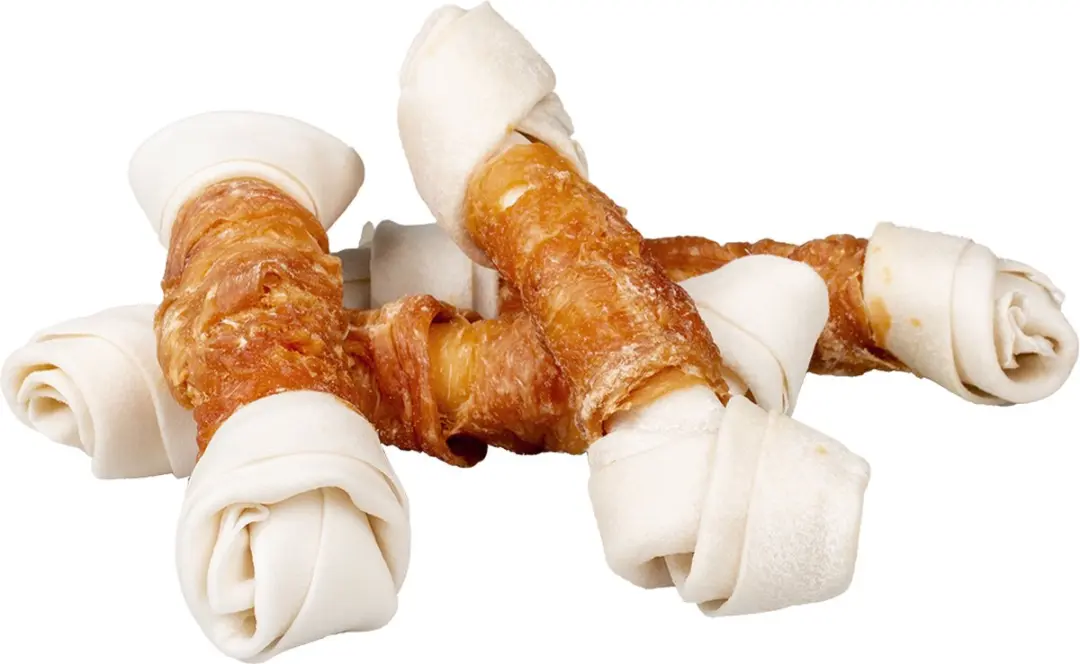 DuvoPlus Meat! Snack Kip & Runderhuid Benen Honden L - 13 Stuks