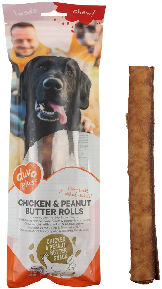 Duvo Duvoplus Chew! Kip & Pindakaas Hondensnacks 30 Stuks