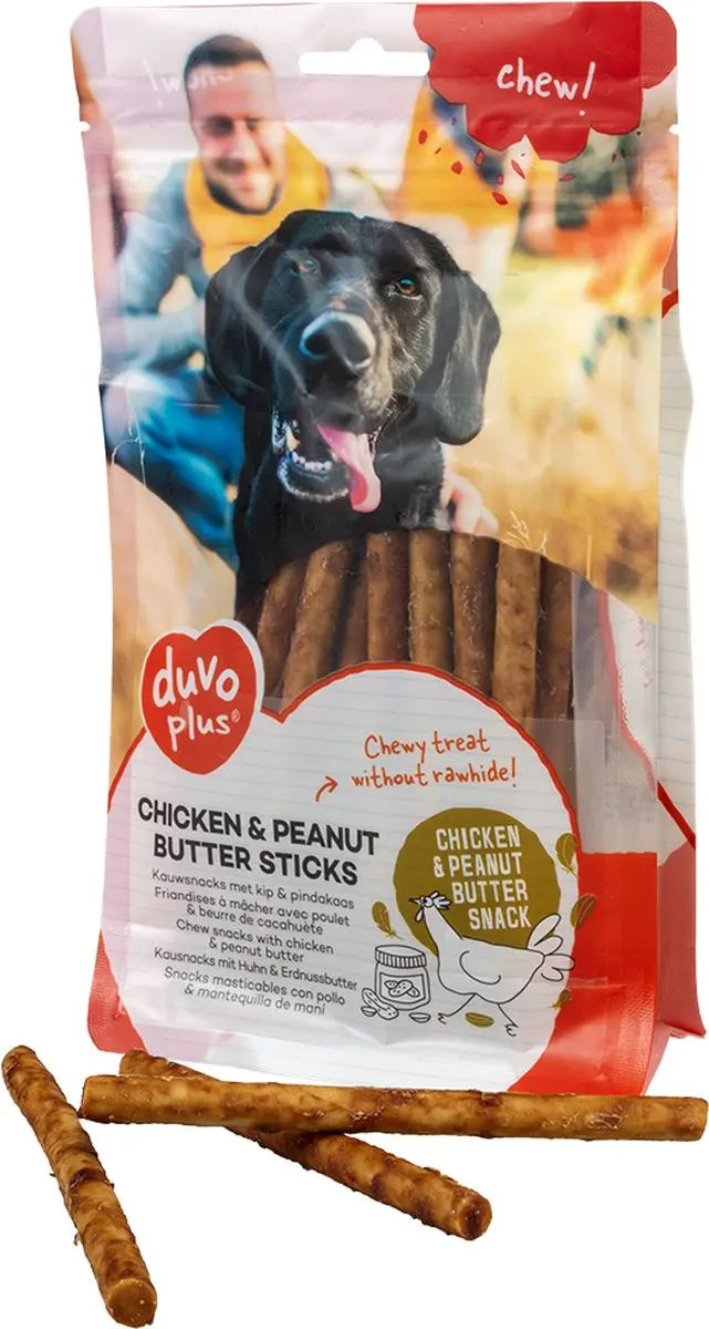 Duvo Duvoplus Chew! Kip & Pindakaas Hondensnacks 30 Stuks