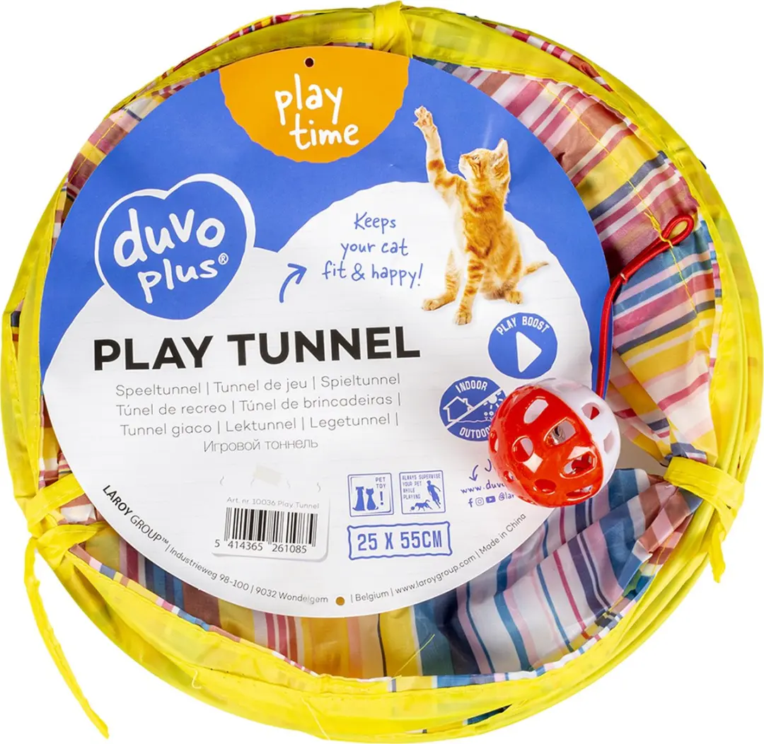 DuvoPlus Speeltunnel voor Kat - 55cm - Geel