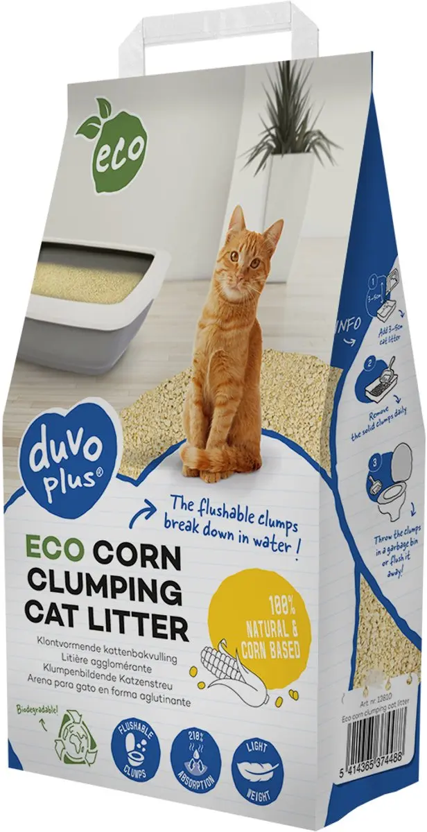 DuvoPlus Eco Maïskattenbakvulling Klontvormend 3,5kg