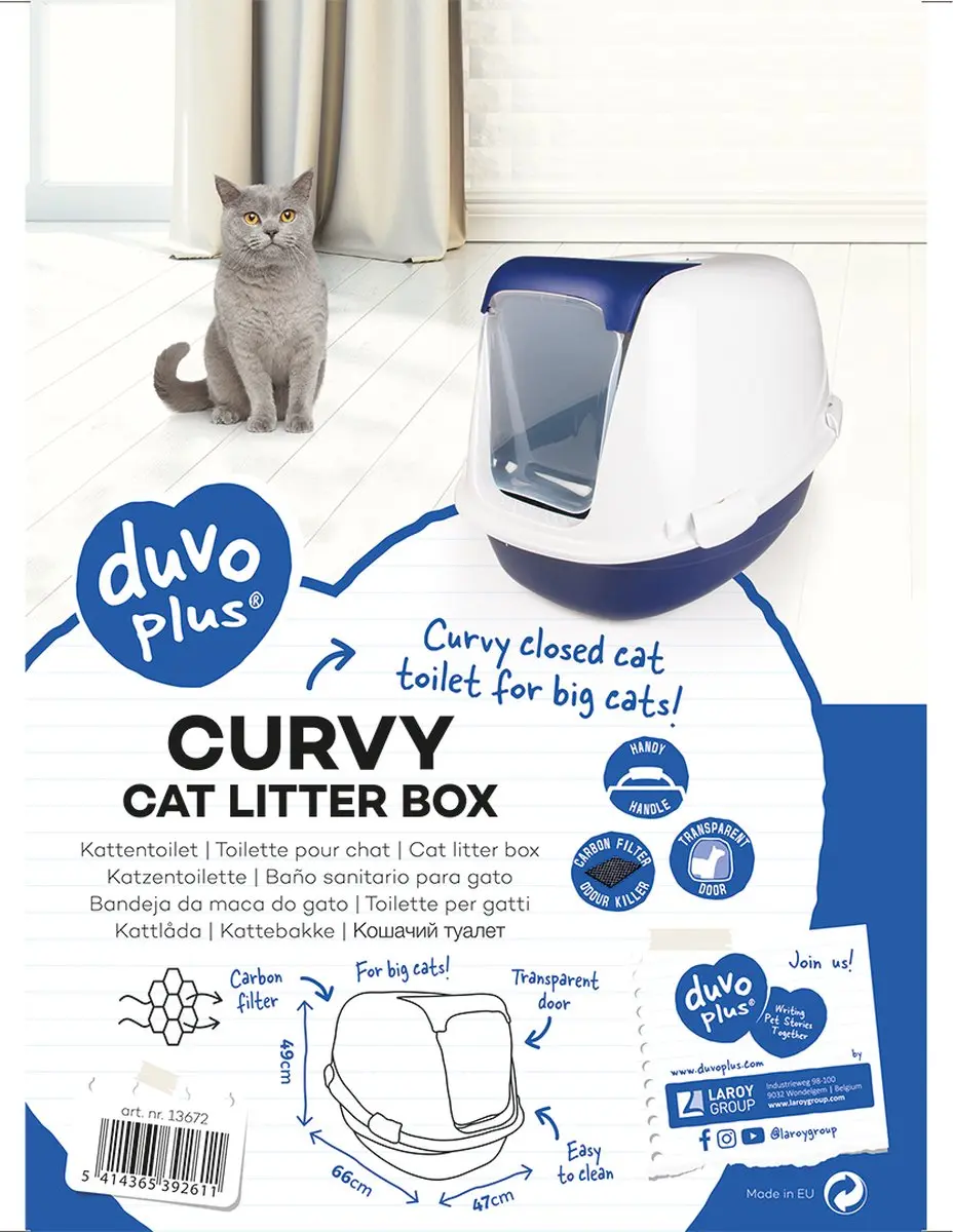 Duvo Kattentoilet Curvy - Blauw 66x49x47cm