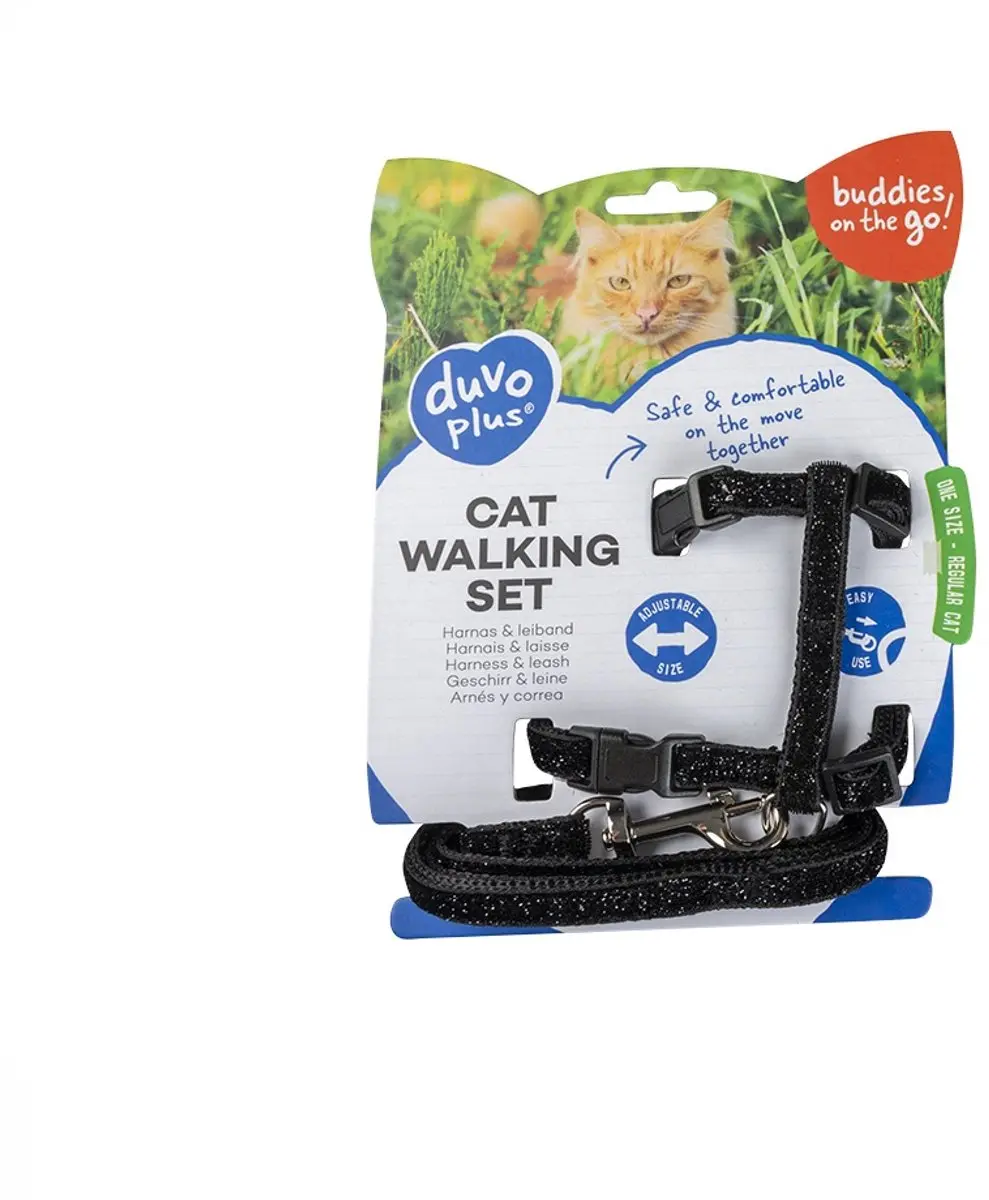 Duvo+ Wandelset Grote Kat Glitter Zwart/Rood