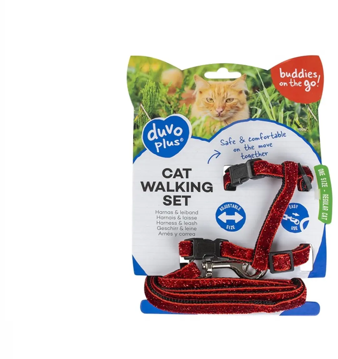 Duvo+ Wandelset Grote Kat Glitter Zwart/Rood