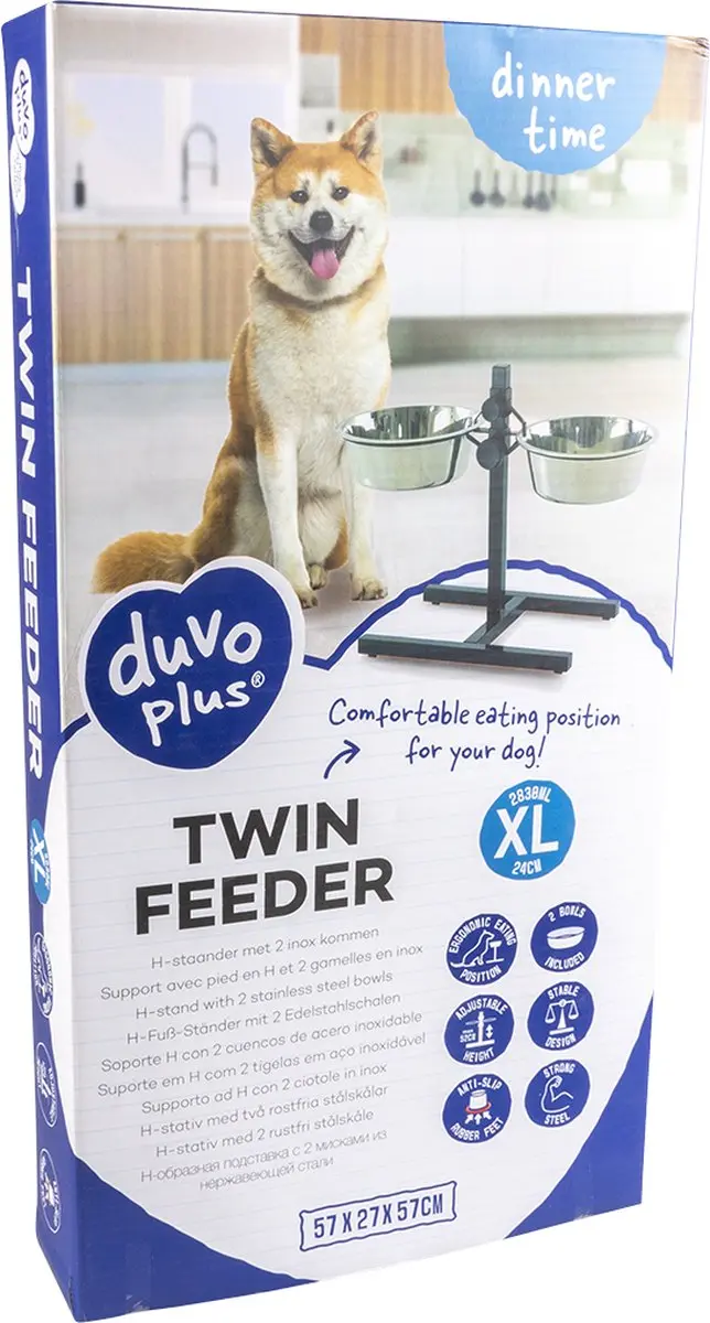 Duvo Voederstaander H-Poot XL - 24cm - Zwart