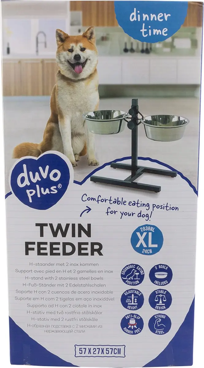 Duvo Voederstaander H-Poot XL - 24cm - Zwart
