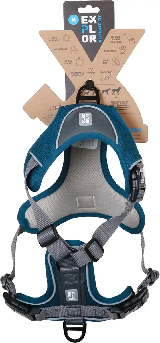 Duvo Duvoplus Ultimate Fit No-pull Harnas Classic M - 40-65cm - Petrol Blue