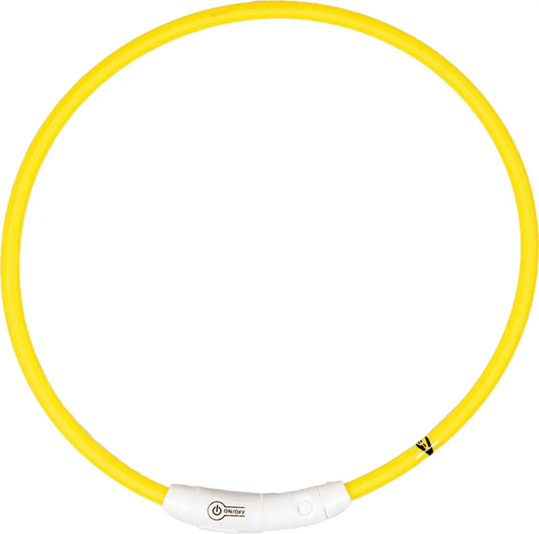 Duvo Duvoplus Halsband Hond Flash Light Ring USB Nylon 35cm Geel