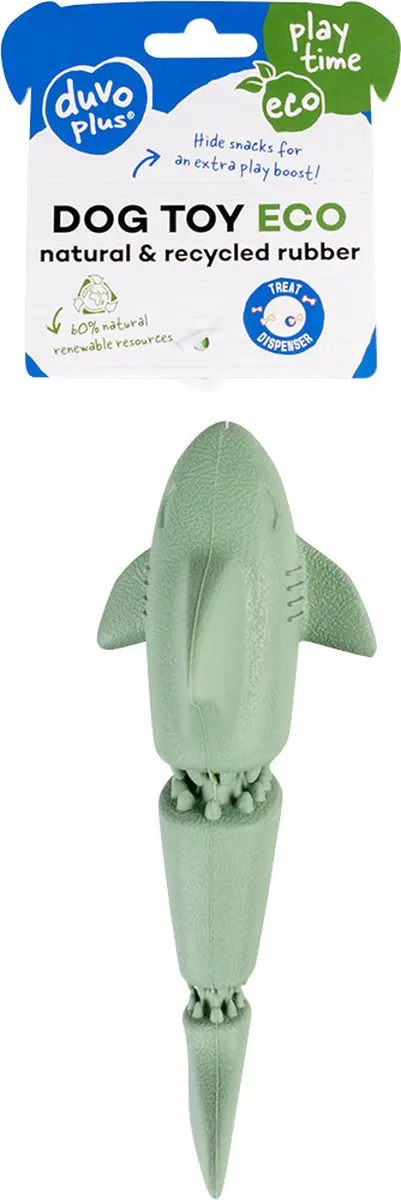 Duvo Eco Rubber Haai Snackdispenser - 18x7,6x7,5cm Groen
