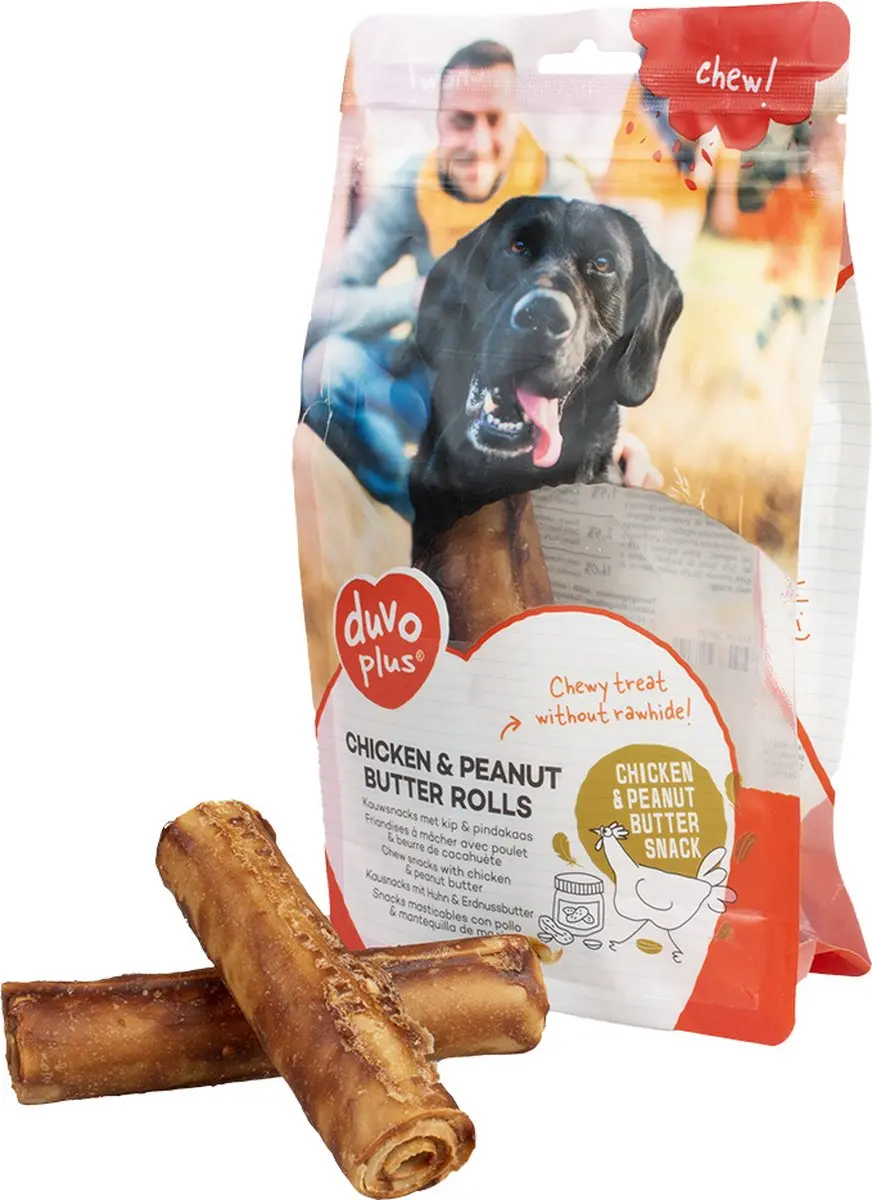 Duvo Duvoplus Chew! Kip & Pindakaas Rolls M