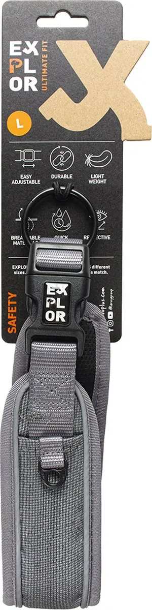 DuvoPlus Ultimate Fit Control Halsband Hond L - 45-51cm - Zilver Reflecterend