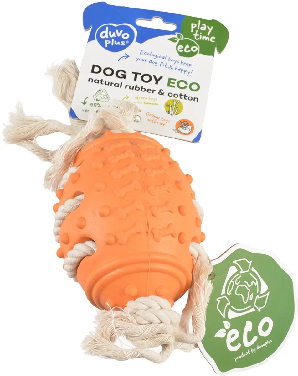 Duvo Eco Rubber Rugby Bal Bamboe/Rijst - Gemengde Kleuren