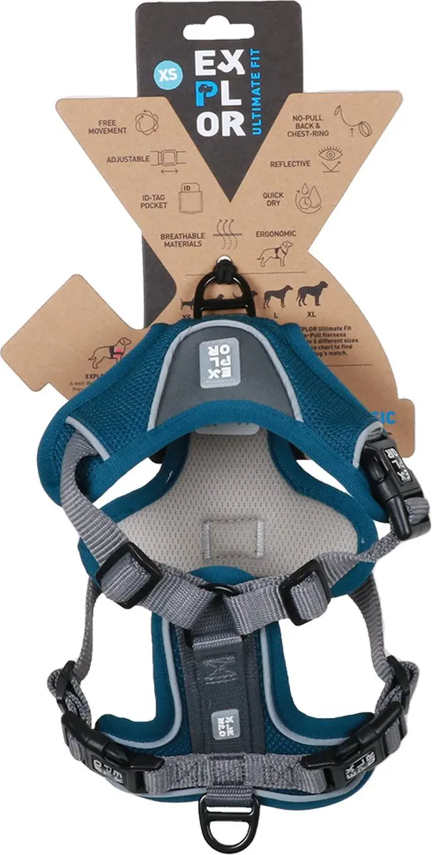 Duvo Duvoplus Ultimate Fit No-pull Harnas Classic XS - 28-37cm - Petrol Blue