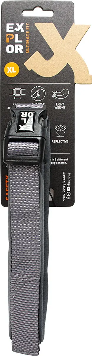 DuvoPlus Ultimate Fit Comfy Halsband Safety XL - 52-61cm - Zilver Reflecterend