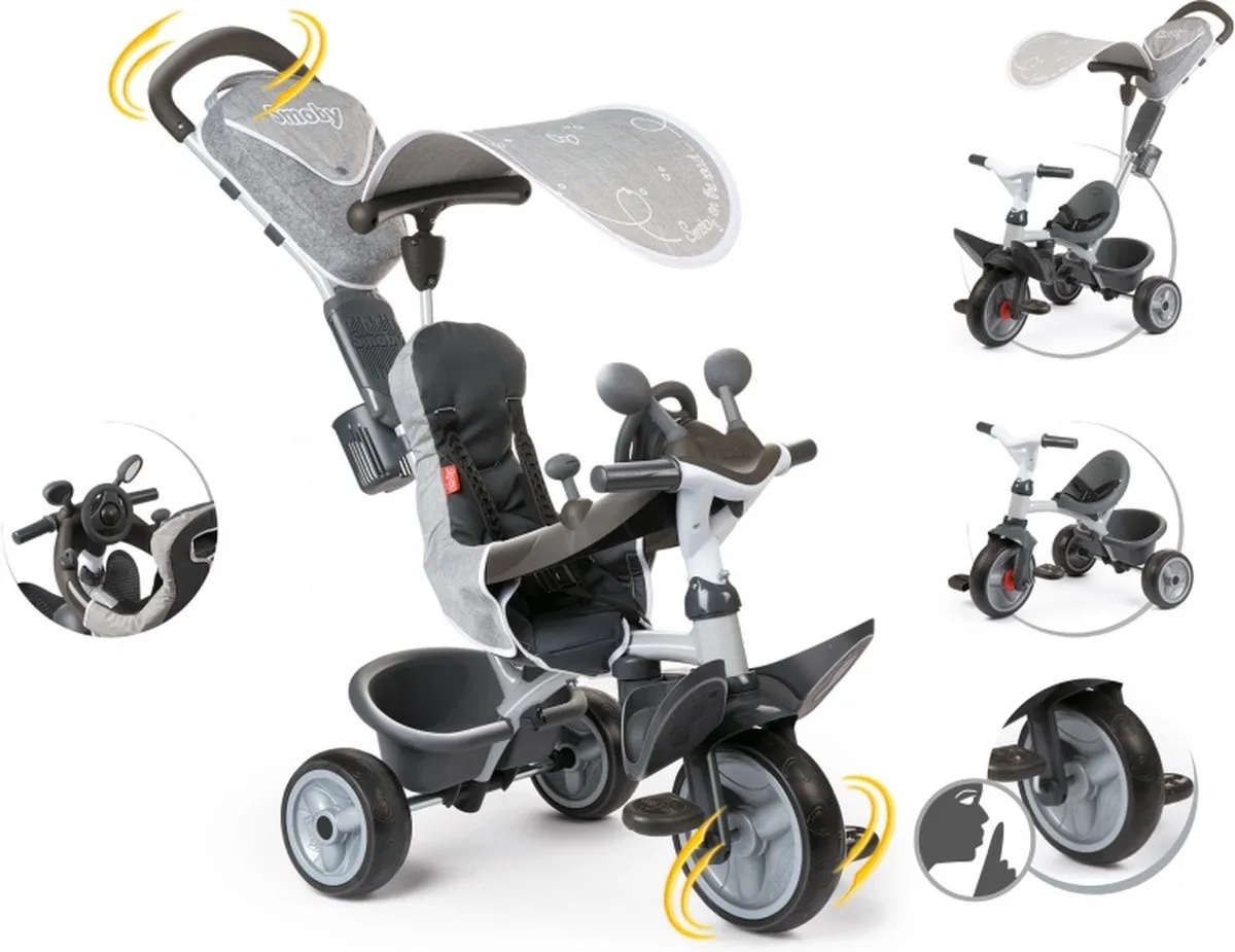 Smoby Baby Driver Comfort Plus Driewieler - Grijs