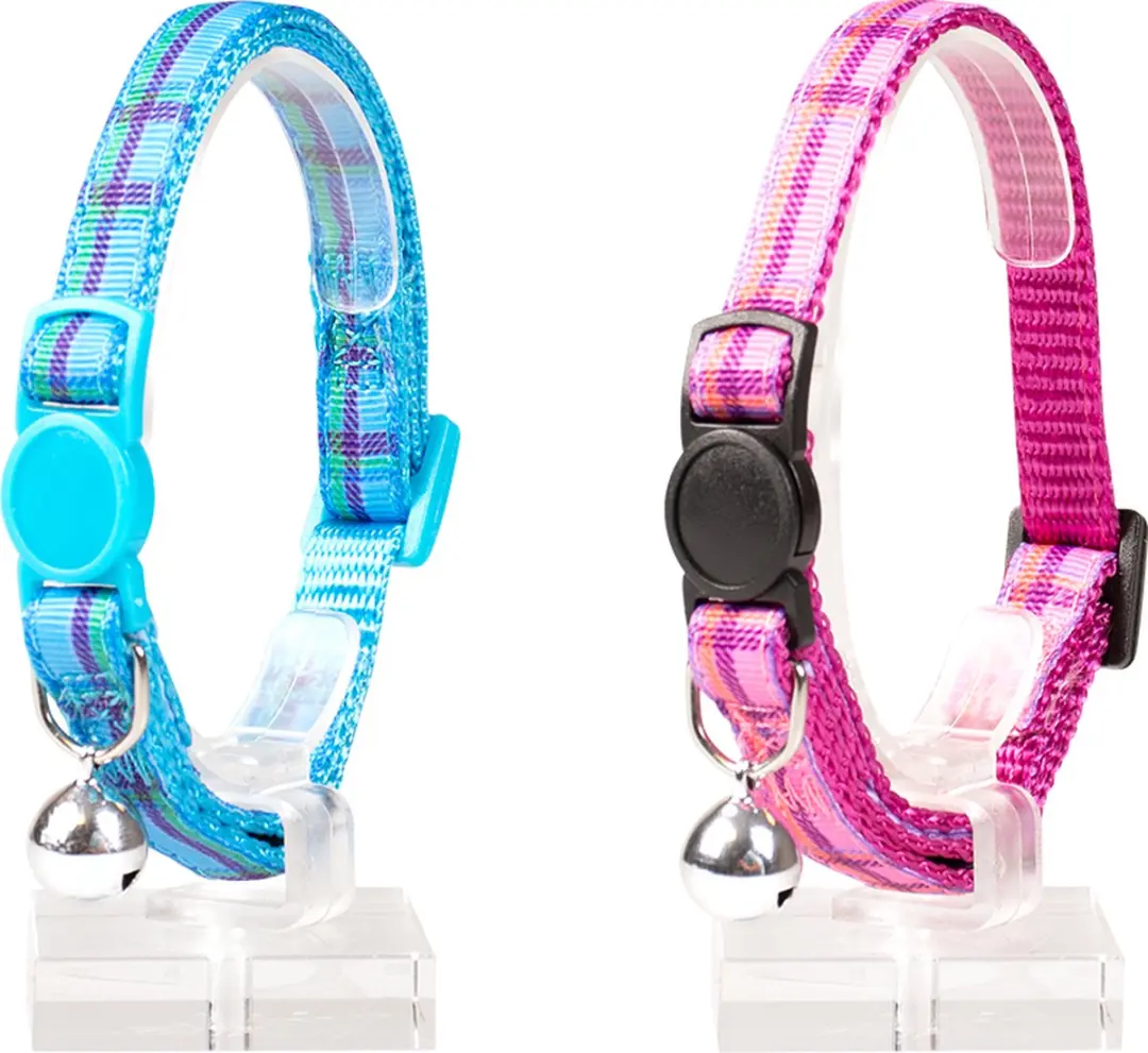 DuvoPlus Kattenhalsband Tartan Nylon 20-30cm - Gemengde Kleuren