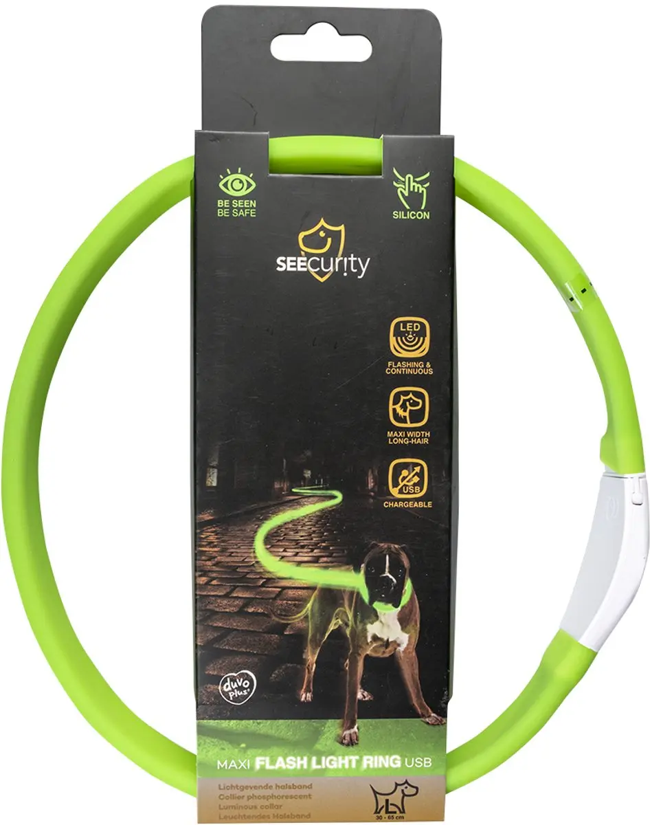 Duvo Dierenkleding Flash Light Ring Maxi USB Silicon Hond - Groen