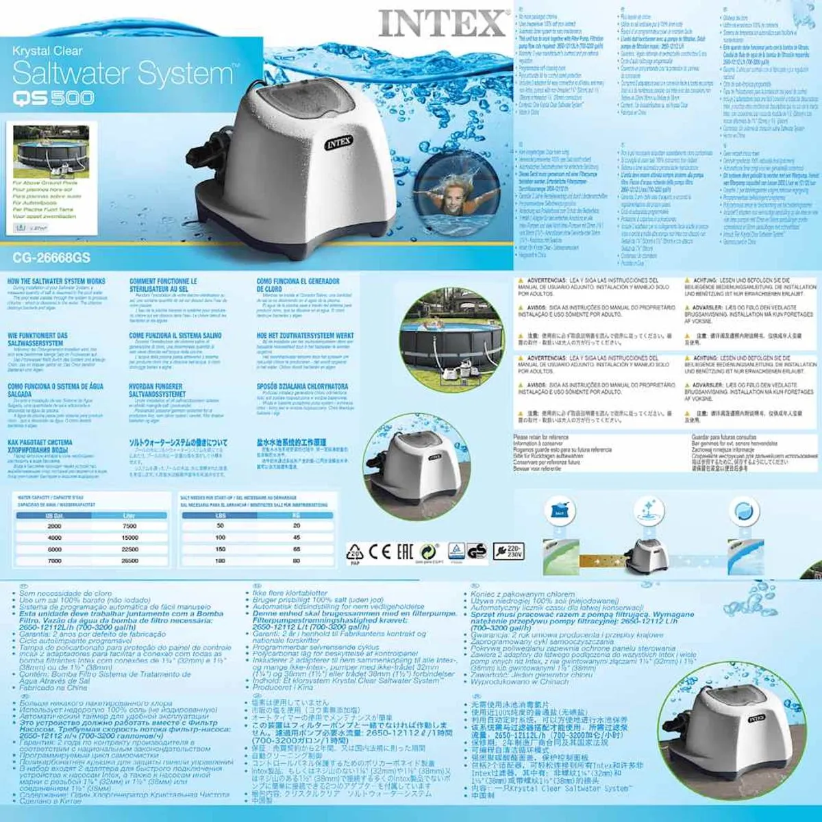 Intex Krystal Clear Zoutwatersysteem 26500L - 26668GS