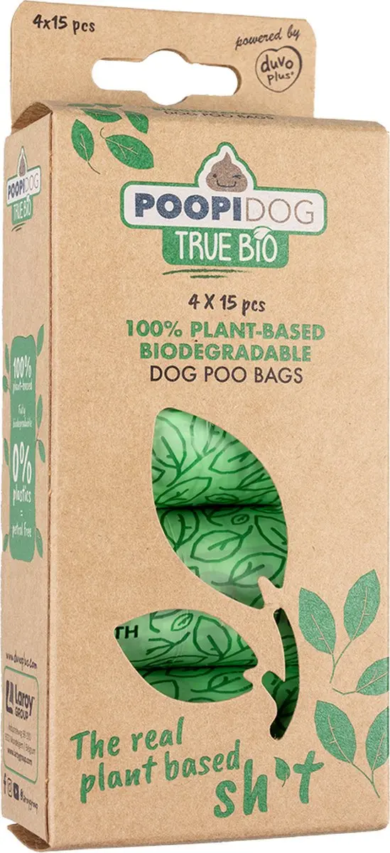 DuvoPlus Hondenpoepzakjes True Bio - 60 Stuks (4x15)