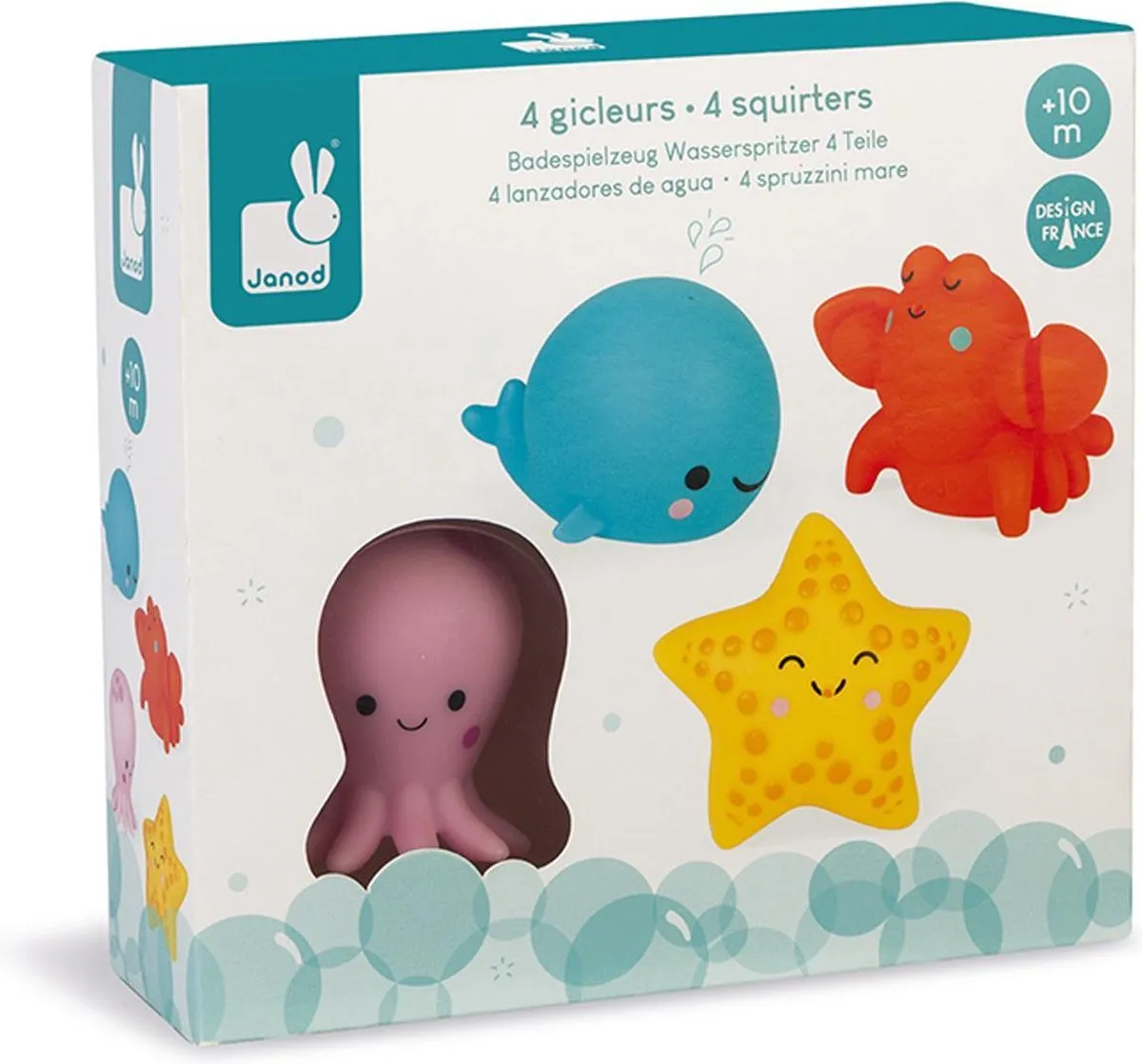 Janod Badspeelgoed Spuitfiguur Zeedieren 4-delig - Multikleur