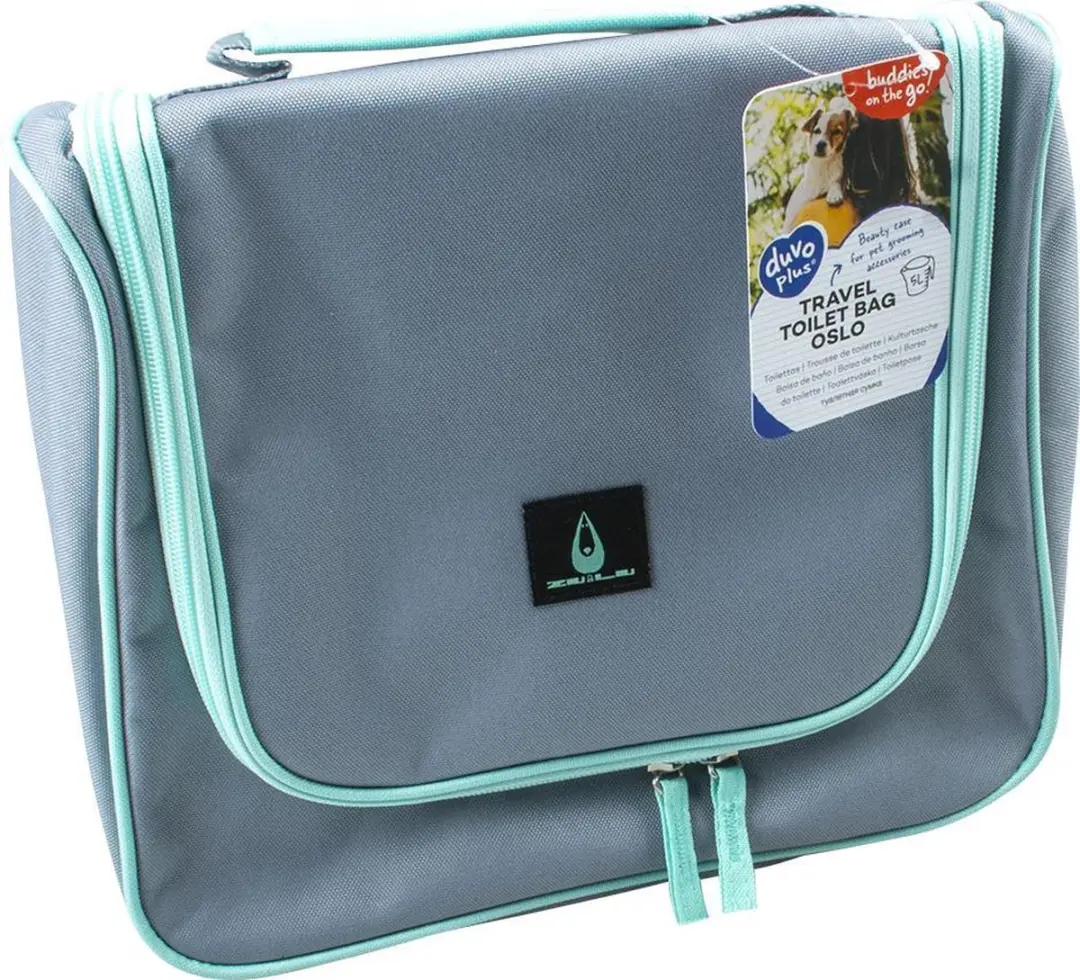 DuvoPlus Reis Toilettas Oslo 28x10x27cm - Grijs/lichtgroen