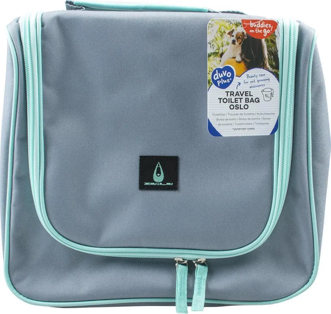 DuvoPlus Reis Toilettas Oslo 28x10x27cm - Grijs/lichtgroen