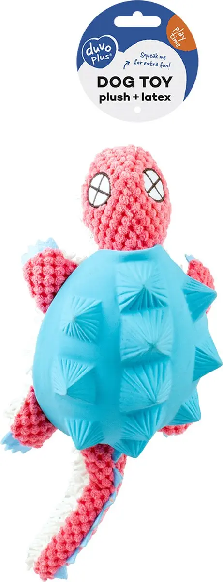DuvoPlus Pluche Gordeldier Speelgoed Hond - 34x14x8,5cm - Blauw/roze