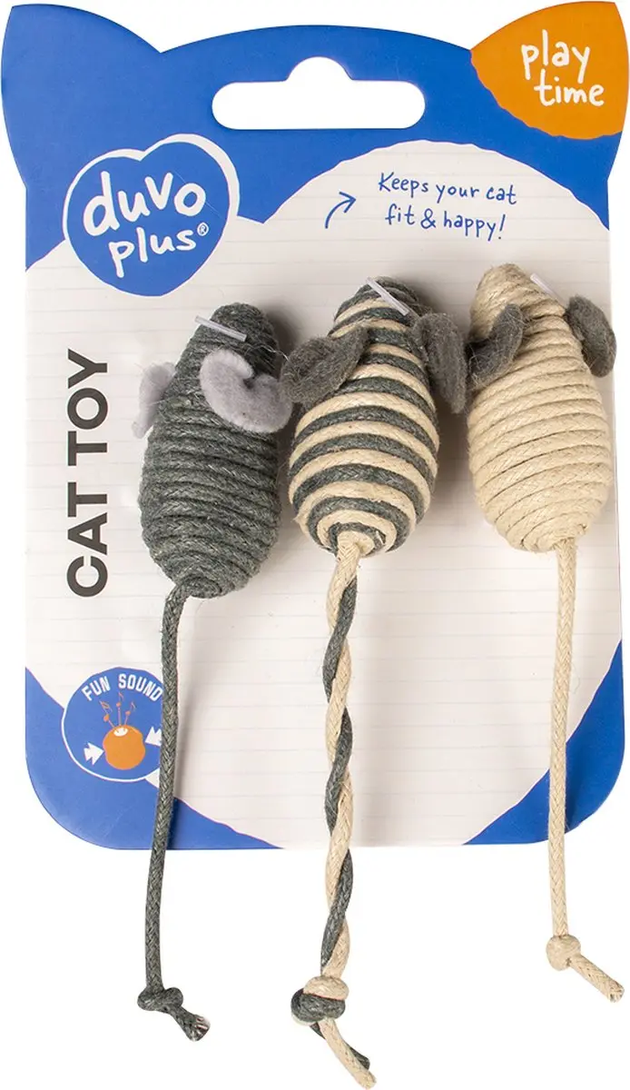 DuvoPlus Rope Kleine Muizen Speelgoed Kat - 3 Stuks