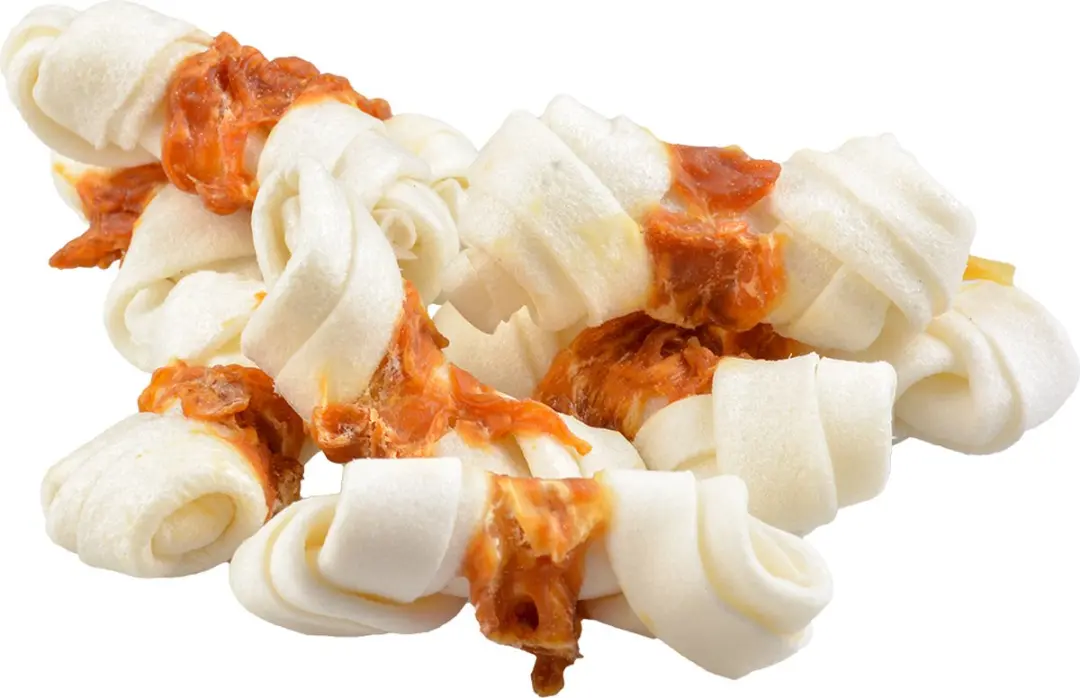 DuvoPlus Meat! Snack Kip & Runderhuid Benen voor Honden 1kg