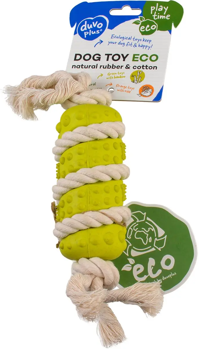 Duvo+ Eco Rubber Stick Bamboe/Rijst + Katoen - Geel/Groen