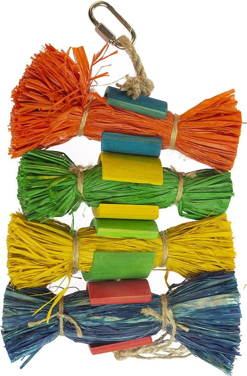 DuvoPlus Vogel Speelgoed Raffia Gras Bundel 25,4x12x3,8cm