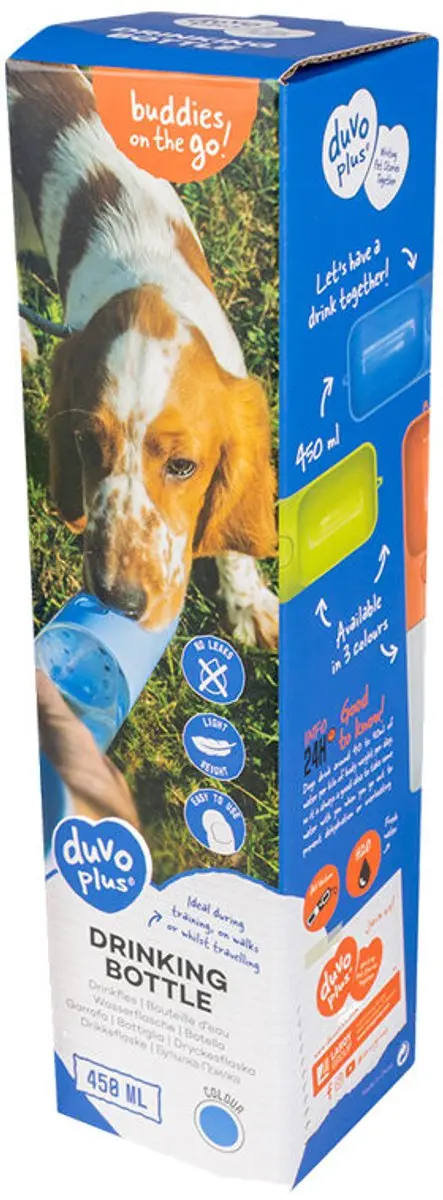Duvo Duvoplus Buddies On The Go! Drinkfles Honden 750ml - Grijs