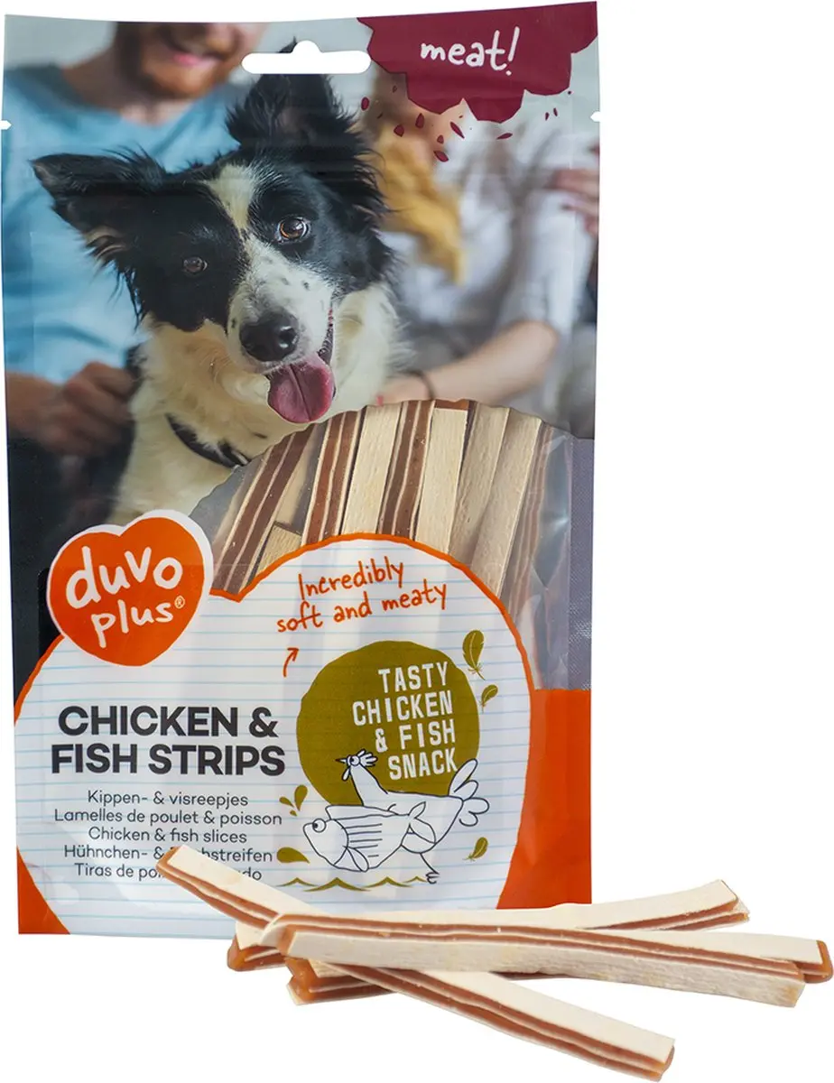 Duvo Duvoplus Hond Meat! Kip & Vis Strips 80g - 16 Stuks