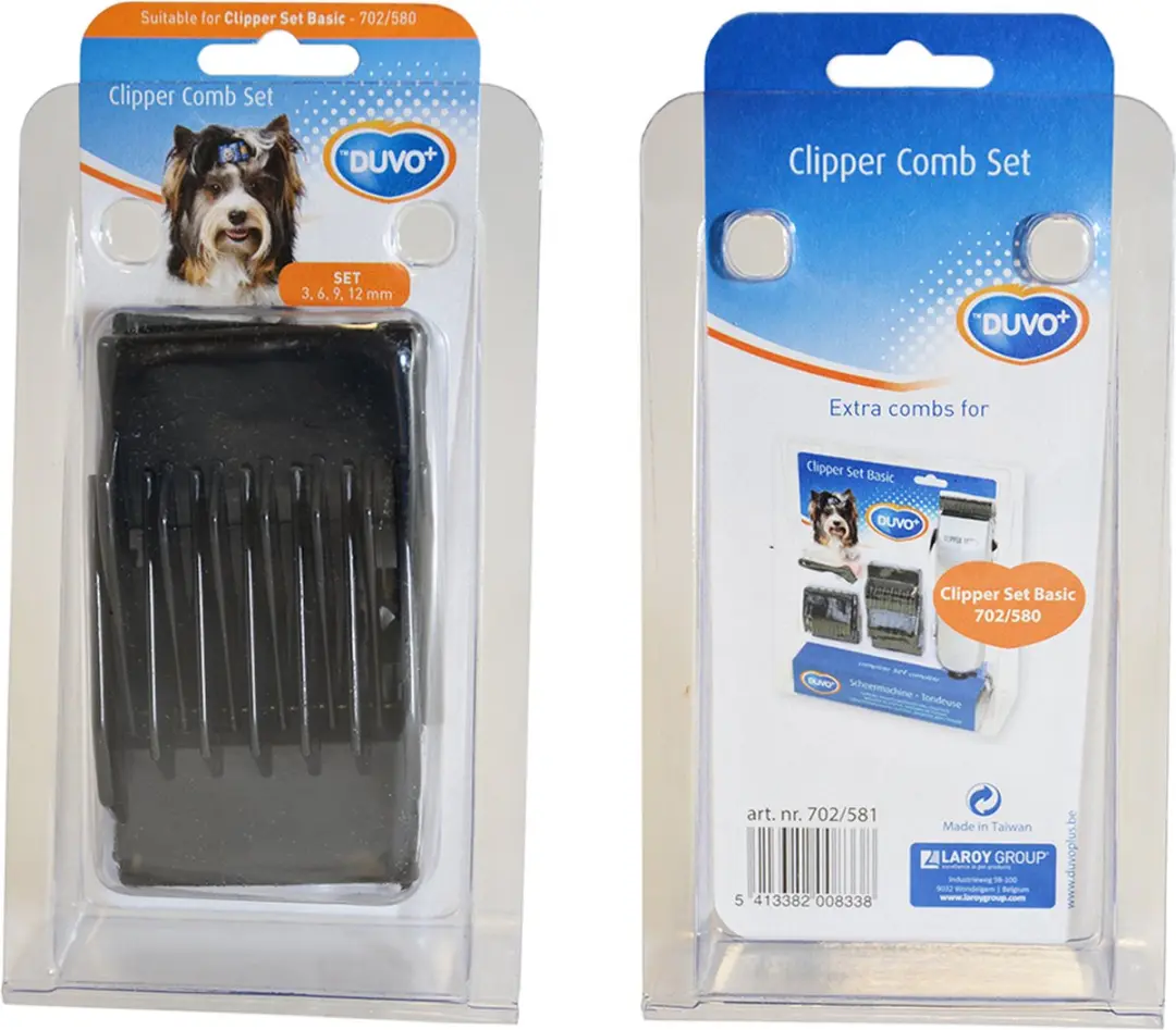 Duvo Dierenborstel Clipper Opzetkammen Basic Set 3-6-9-12mm