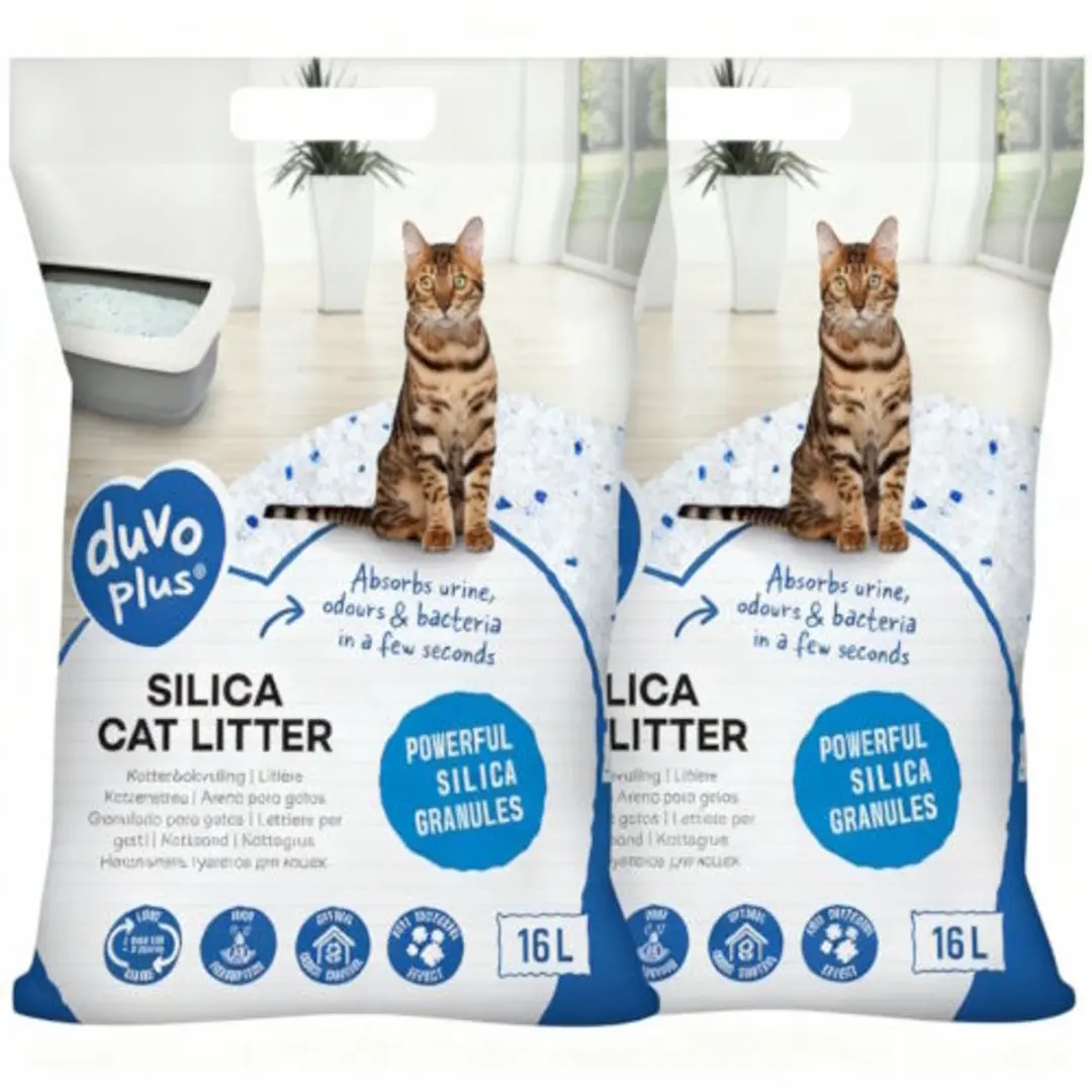 Duvo Silica Premium Kattenbakvulling - 2x16L