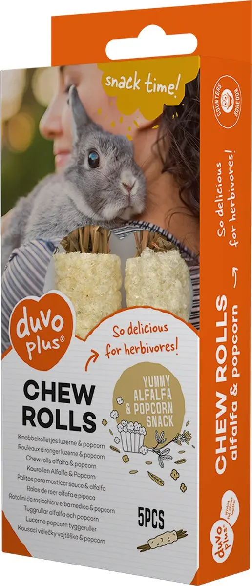 Duvo Knaagdier Knabbelrolletjes Luzerne & Popcorn 20g