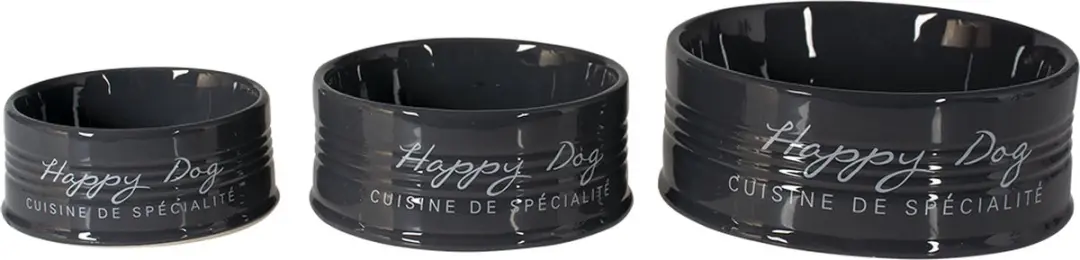 Duvo Eetkom Stone Happy Dog Ø10,5cm - Antraciet