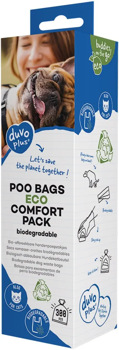 DuvoPlus Hondenpoepzakjes Eco Bio-afbreekbaar 300st - Groen