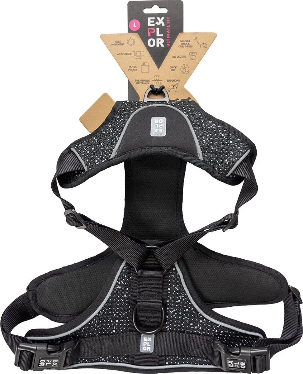 Duvo Duvoplus Ultimate Fit No-Pull Harnas L - 40-70cm - Granite Black