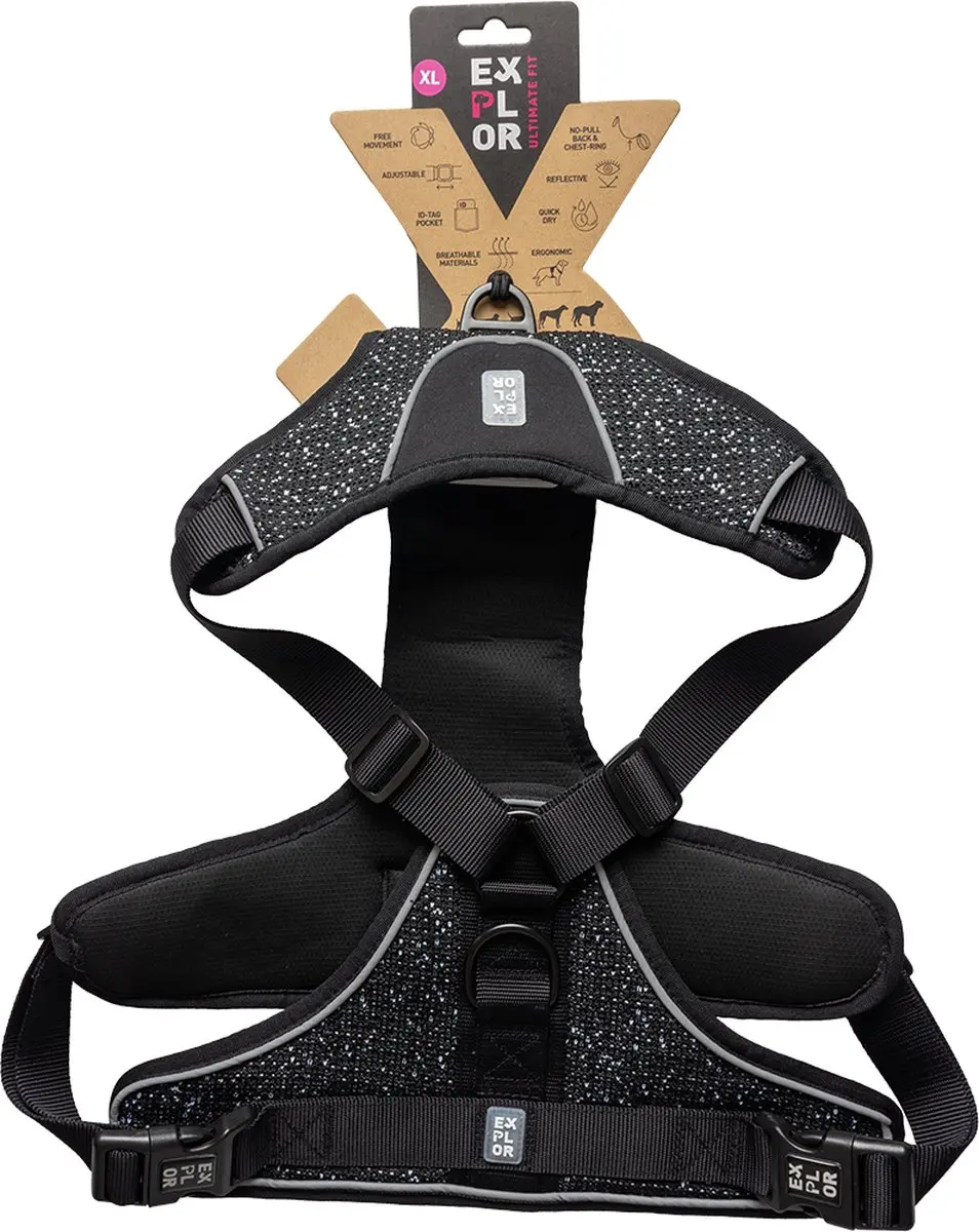 Duvo Duvoplus Ultimate Fit No-Pull Harnas Fashion XL - 50-75cm - Granite Black
