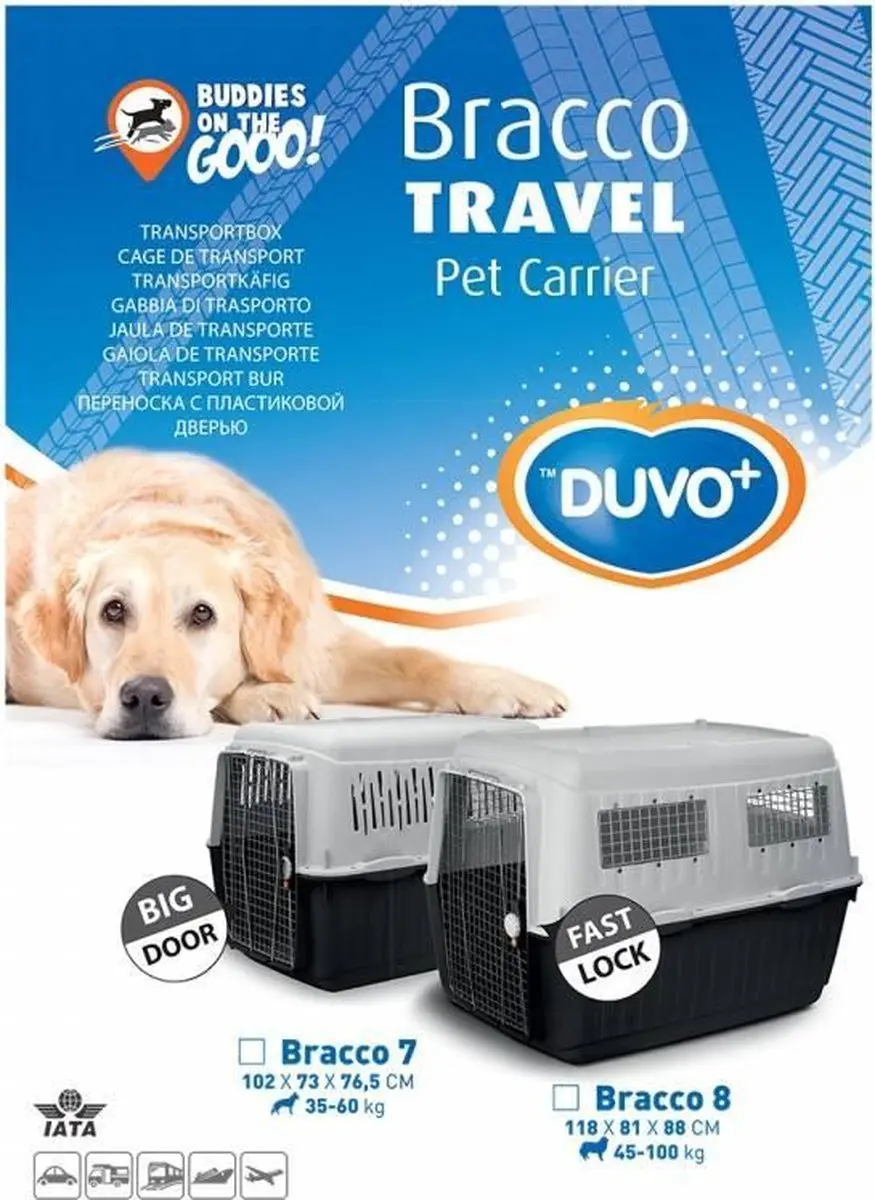 Duvo Bracco Travel Transportbox M - 70x50x51,5cm - Grijs/Zwart